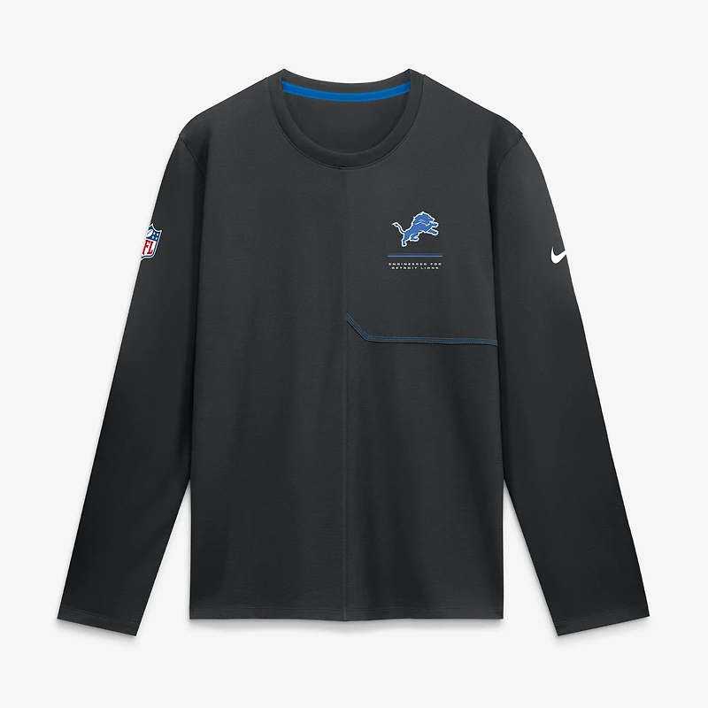 T-shirt à manches longues Nike Detroit Lions Sideline Coaches UV Dri-FIT pour homme, noir