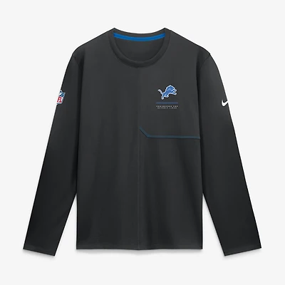 T-shirt à manches longues Nike Detroit Lions Sideline Coaches UV Dri-FIT pour homme, noir