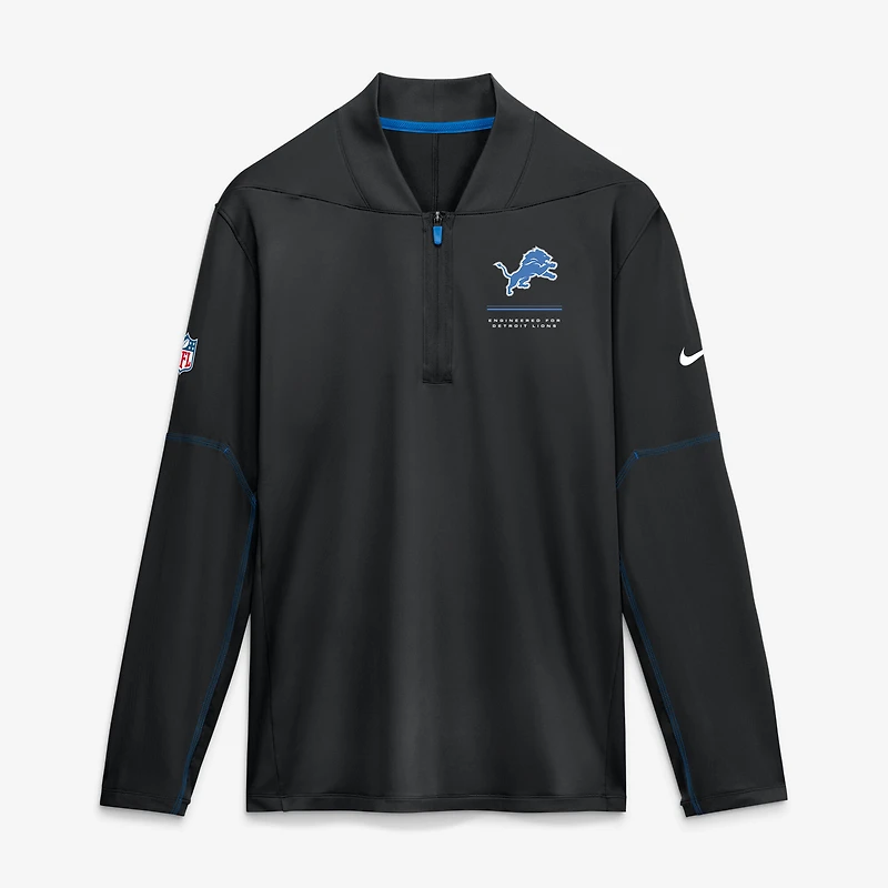 Pull-over Nike Detroit Lions Sideline Dri-FIT à demi-zip noir pour homme