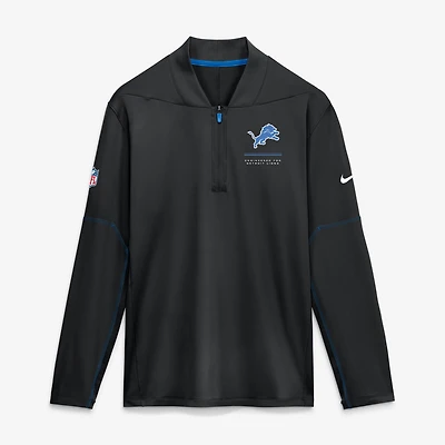 Men's Nike  Black Detroit Lions Sideline Dri-FIT Half-Zip Pullover