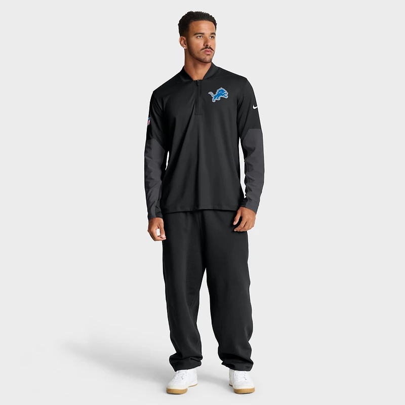 Pull Nike noir à demi-zip pour homme Detroit Lions Sideline Dri-FIT