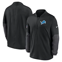 Pull Nike noir à demi-zip pour homme Detroit Lions Sideline Dri-FIT