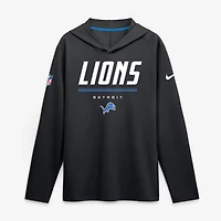 Men's Nike Black Detroit Lions Sideline Dri-FIT Hooded Long Sleeve T-Shirt