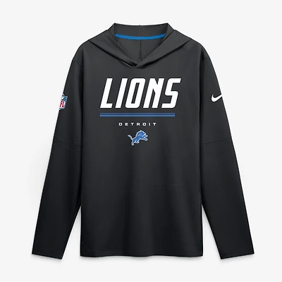 Men's Nike Black Detroit Lions Sideline Dri-FIT Hooded Long Sleeve T-Shirt