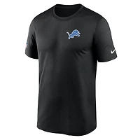 T-shirt Nike Dri-FIT noir pour homme, modèle Detroit Lions Sideline Legend avec petit logo.