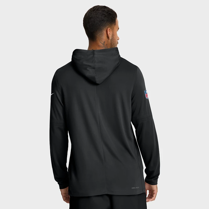Men's Nike Black Detroit Lions Sideline Pass Accuracy Dri-FIT Long Sleeve Hoodie T-Shirt