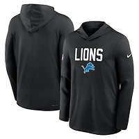 Men's Nike Black Detroit Lions Sideline Pass Accuracy Dri-FIT Long Sleeve Hoodie T-Shirt