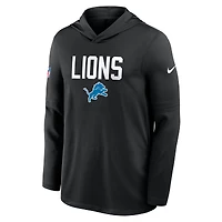 Sweat à capuche Nike Dri-FIT manches longues pour homme, noir, Detroit Lions, avec précision des passes latérales
