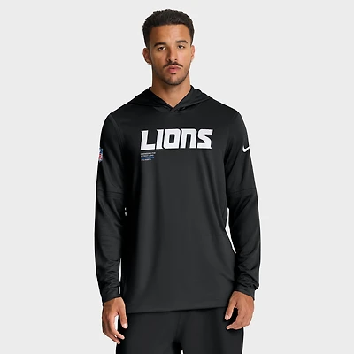 Men's Nike Gray Detroit Lions Sideline Pure Fury Dri-FIT Long Sleeve Hoodie T-Shirt