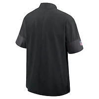 Veste d'entraîneur Nike Detroit Lions Sideline noire pour homme, manches courtes, fermeture éclair au quart, technologie Dri-FIT