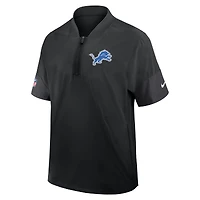 Men's Nike Black Detroit Lions Sideline Short Sleeve Quarter-Zip Performance Coach Jacket