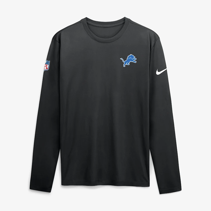 Men's Nike Black Detroit Lions Sideline Small Logo Legend Dri-FIT Long Sleeve T-Shirt