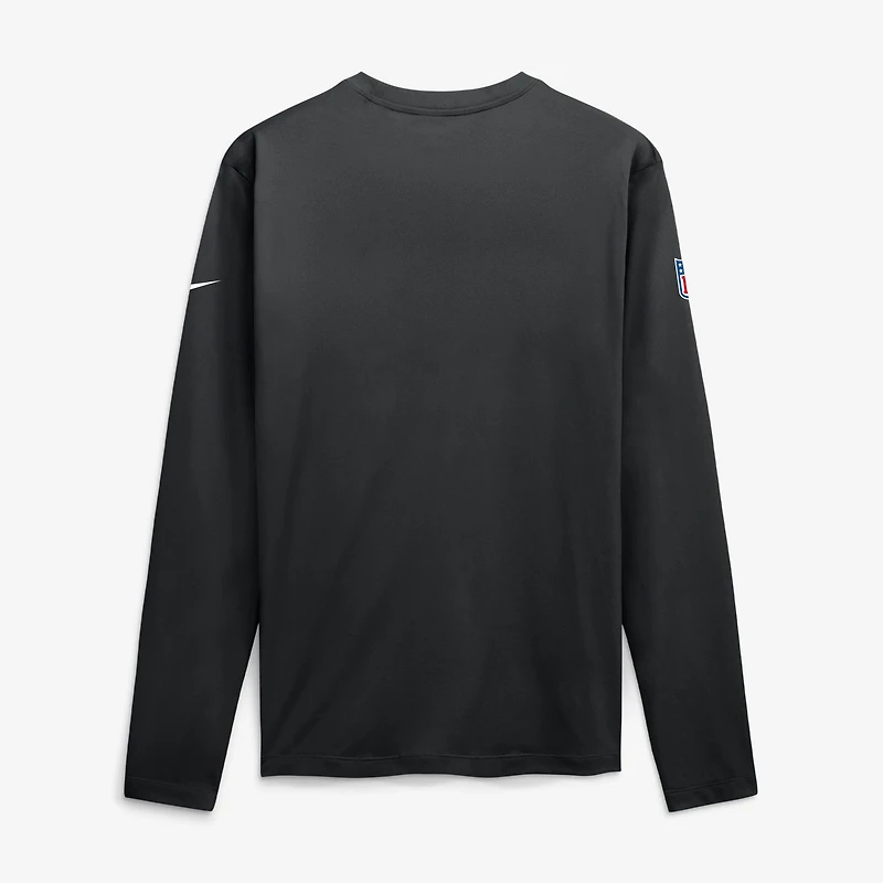 T-shirt à manches longues Nike Legend Dri-FIT noir Detroit Lions Sideline avec petit logo pour homme
