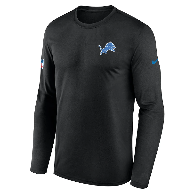Men's Nike Black Detroit Lions Sideline Small Logo Legend Dri-FIT Long Sleeve T-Shirt