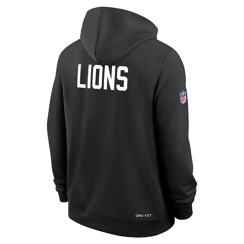 Sweat à capuche Nike noir Detroit Lions Sideline Standard Issue Alt 2 Dri-FIT pour homme
