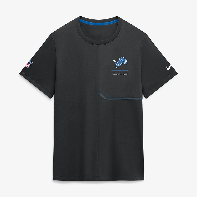 Men's Nike  Black Detroit Lions Sideline UV Dri-FIT Coaches Shirt