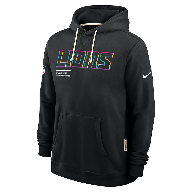 Men's Nike Black Detroit Lions Tall 2025 NFL Crucial Catch Sideline Standard Issue Dri-FIT Hoodie