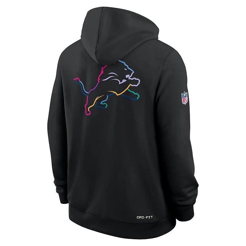 Men's Nike Black Detroit Lions Tall 2025 NFL Crucial Catch Sideline Standard Issue Dri-FIT Hoodie