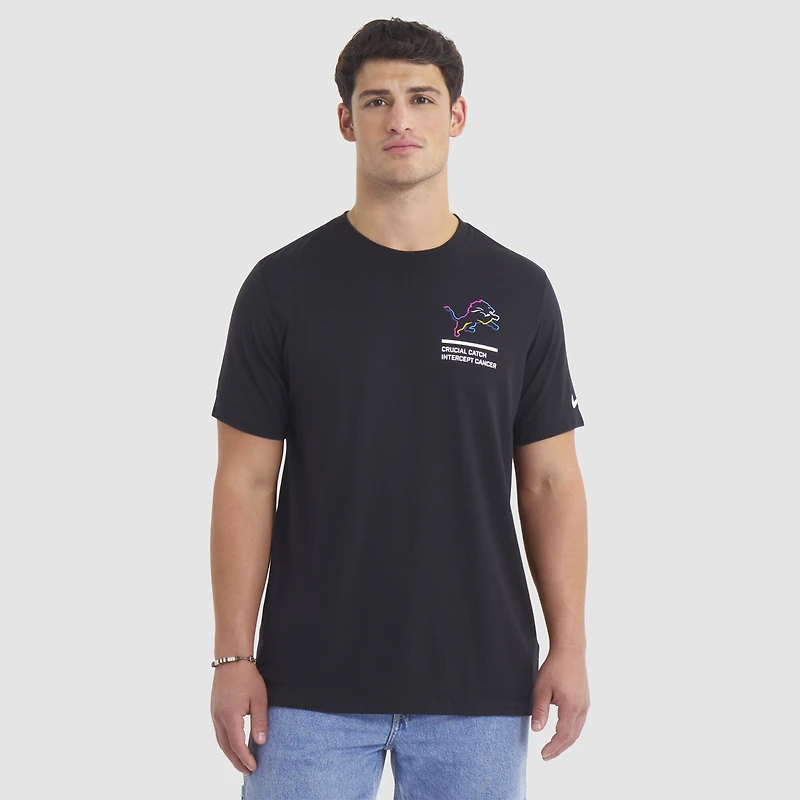 T-shirt Nike noir Detroit Lions Tall 2025 NFL Crucial Catch Tri-Blend Dri-FIT pour homme