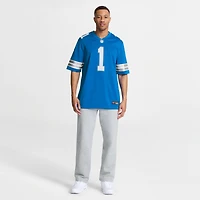 Maillot de match Nike pour homme, Blake Miller bleu, Detroit Lions, choix premier tour du repêchage NFL 2026, numéro 17