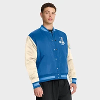 Men's Nike Blue/Cream Detroit Lions Rewind Legacy Full-Snap Bomber Jacket