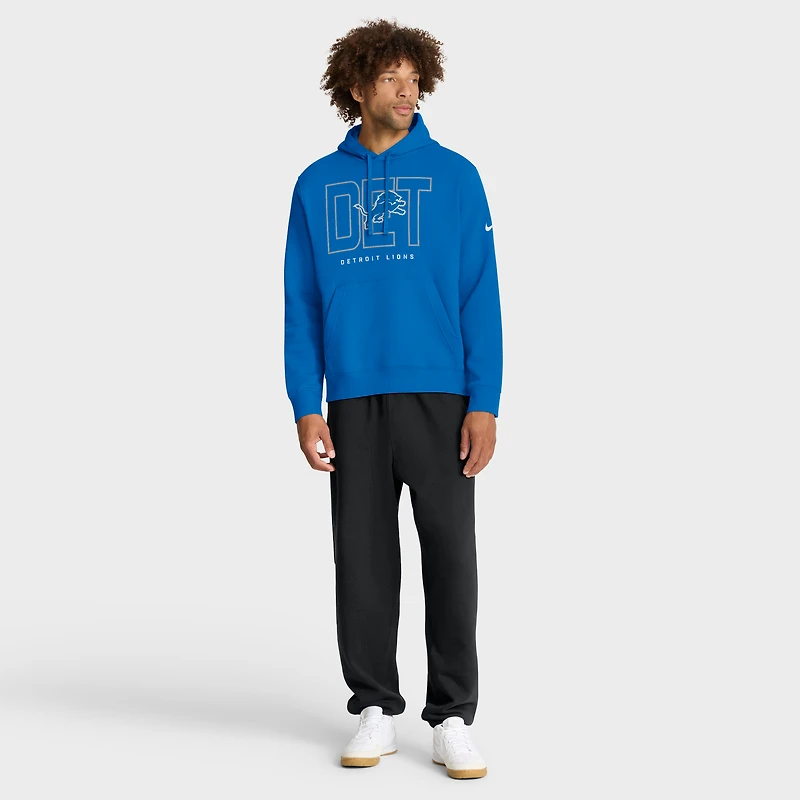 Men's Nike Blue Detroit Lions Busted Play Club Fleece Pullover Hoodie