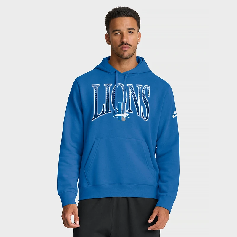 Sweat à capuche en molleton Nike bleu Detroit Lions Full Blitz Club pour homme