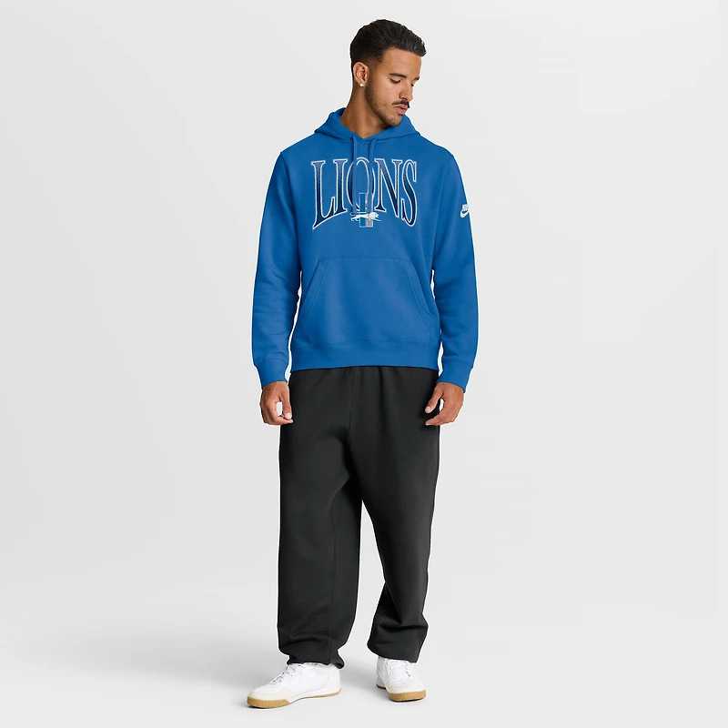Sweat à capuche en molleton Nike bleu Detroit Lions Full Blitz Club pour homme