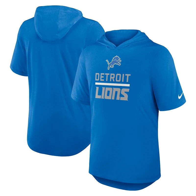 T-shirt à capuche Nike bleu Detroit Lions Lockup Tri-Blend pour homme