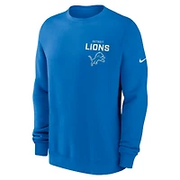Sweat-shirt en molleton bleu Nike Detroit Lions Primetime Club pour homme