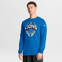 T-shirt Nike bleu à manches longues pour homme Detroit Lions Primetime Legend Icon Performance