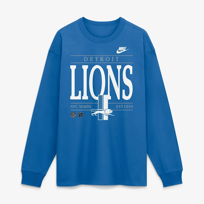 Men's Nike Blue Detroit Lions Red Zone Long Sleeve Max 90 T-Shirt