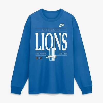 Men's Nike Blue Detroit Lions Red Zone Long Sleeve Max 90 T-Shirt