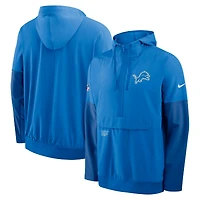 Veste à capuche Nike bleue Detroit Lions Sideline Anorak demi-zip pour homme