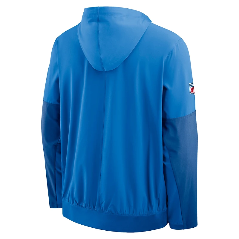 Veste à capuche Nike bleue Detroit Lions Sideline Anorak demi-zip pour homme
