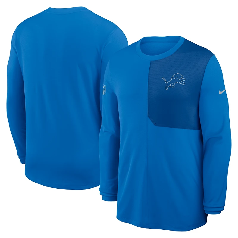 Men's Nike Blue Detroit Lions Sideline Coach UV Dri-FIT Long Sleeve Shirt