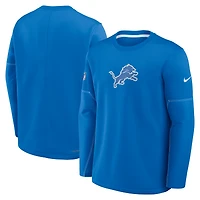 Sweat-shirt Nike Therma-FIT mi-lourd pour homme, bleu Detroit Lions, modèle Sideline Coaches