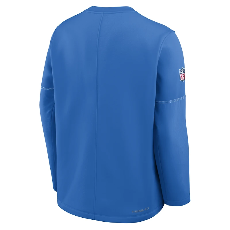 Men's Nike Blue Detroit Lions Sideline Coaches Midweight Therma-FIT Sweatshirt