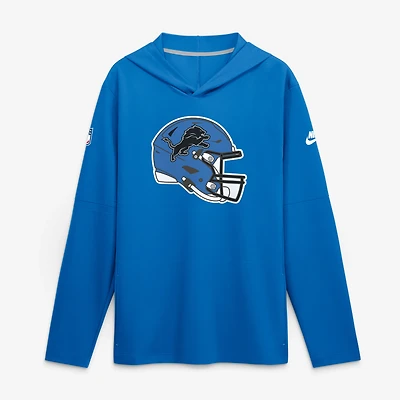 T-shirt à capuche manches longues Nike Detroit Lions bleu Sideline Dri-FIT pour homme