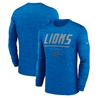 T-shirt à manches longues Nike Detroit Lions gris Sideline Offensive Transition Velocity Dri-FIT pour homme