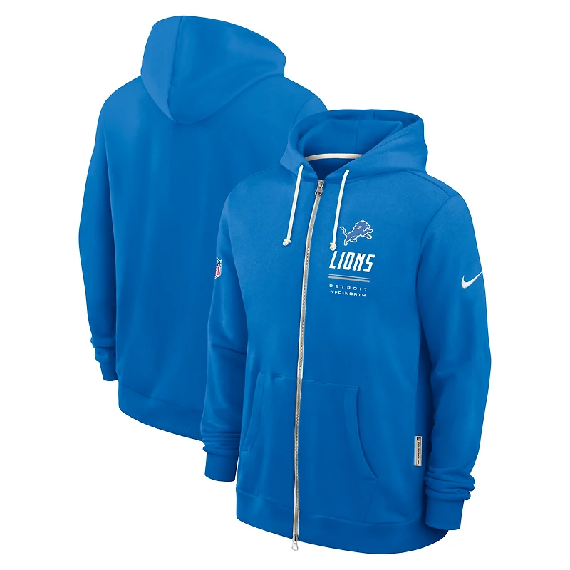 Sweat à capuche zippé Nike bleu Detroit Lions Sideline Standard Issue Dri-FIT pour homme