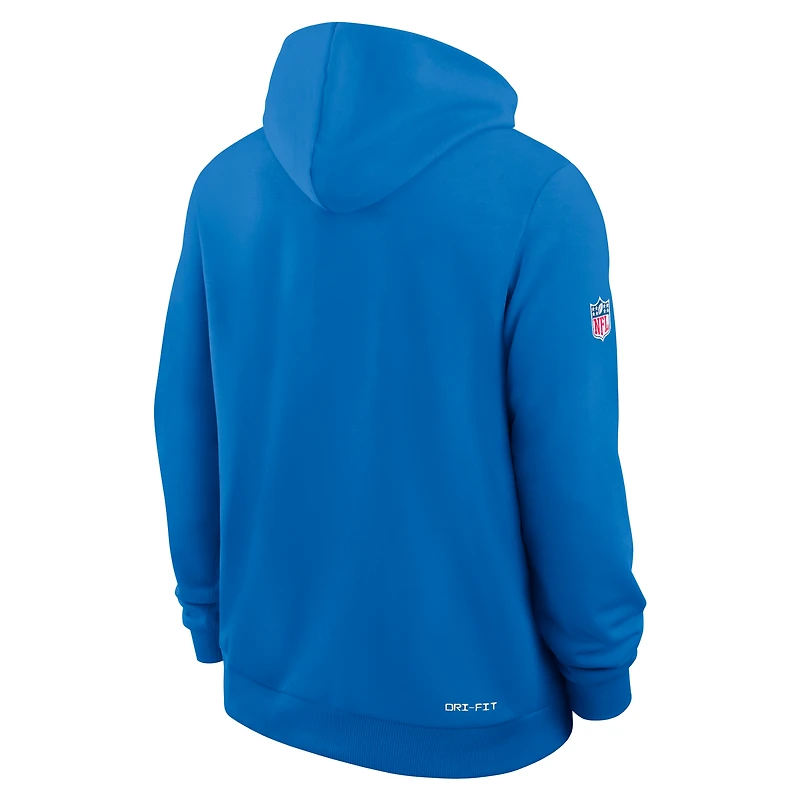 Sweat à capuche zippé Nike bleu Detroit Lions Sideline Standard Issue Dri-FIT pour homme