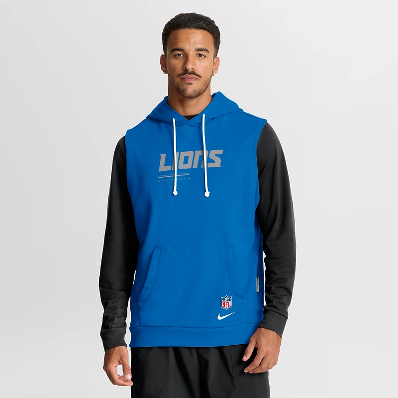 Men's Nike Blue Detroit Lions Sideline Standard Issue Dri-FIT Sleeveless Hoodie
