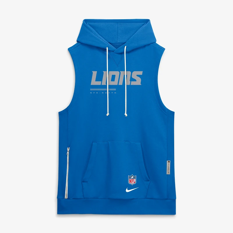 Men's Nike Blue Detroit Lions Sideline Standard Issue Dri-FIT Sleeveless Hoodie