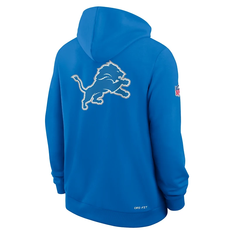 Sweat à capuche Nike bleu Detroit Lions Sideline Utility Player Dri-FIT pour homme, entièrement zippé