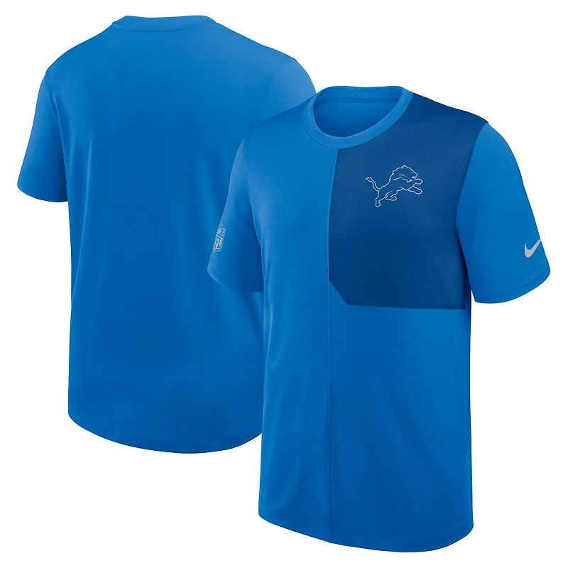 T-shirt d'entraîneur Nike bleu Detroit Lions Sideline UV Dri-Fit pour homme