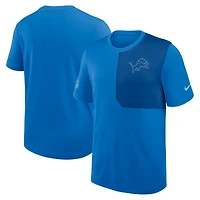 T-shirt d'entraîneur Nike bleu Detroit Lions Sideline UV Dri-Fit pour homme