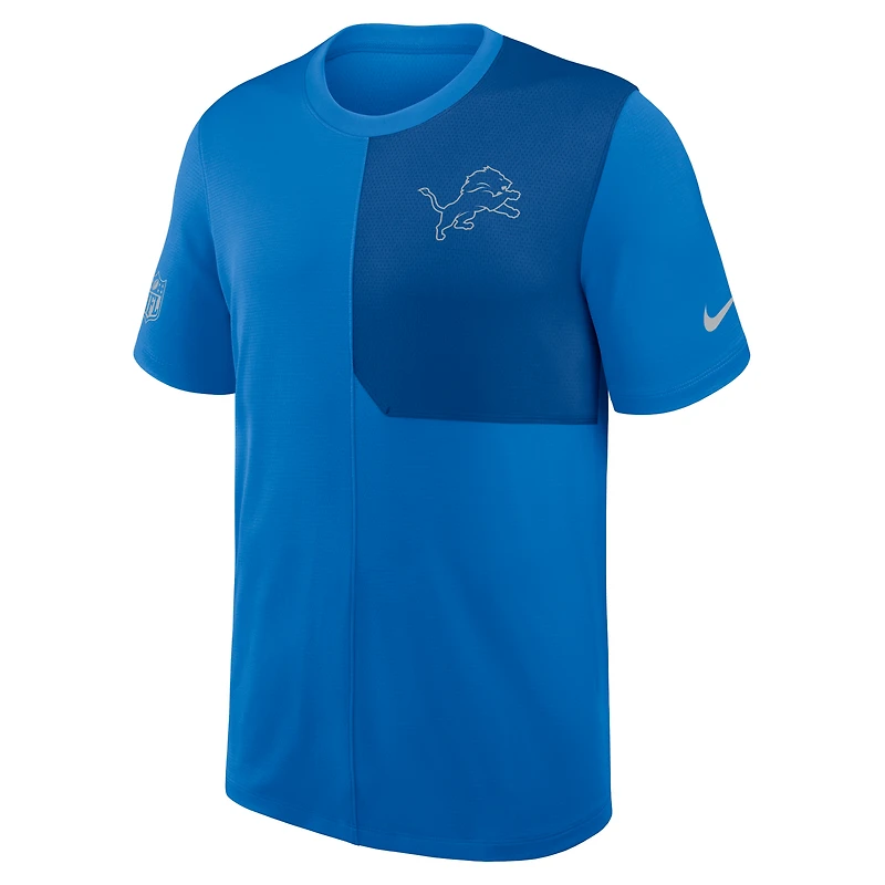 T-shirt d'entraîneur Nike bleu Detroit Lions Sideline UV Dri-Fit pour homme