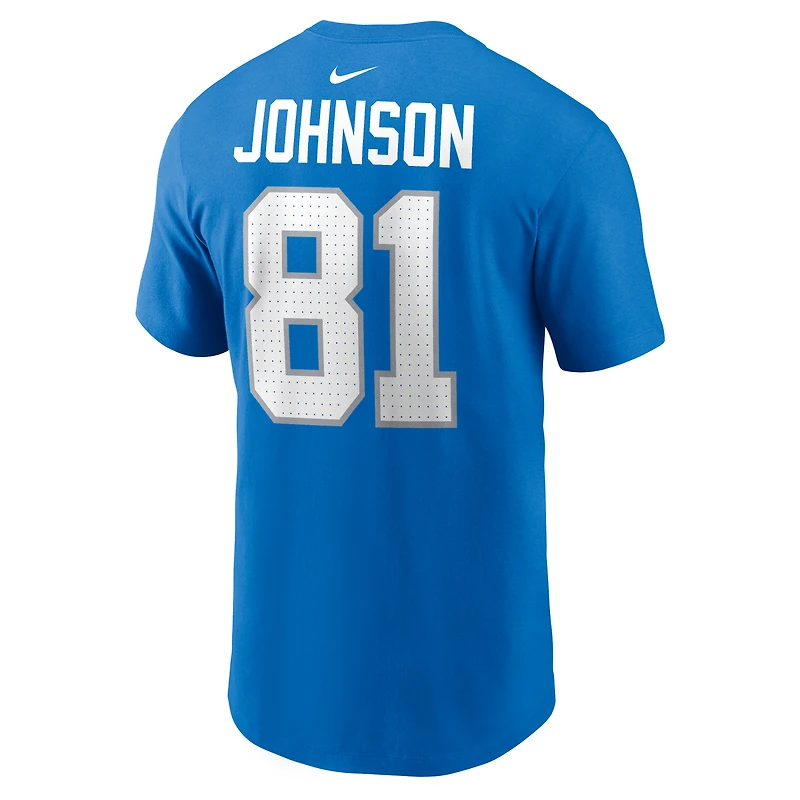 Men's Nike Calvin Johnson Blue Detroit Lions Retired Name & Number T-Shirt