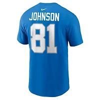 Men's Nike Calvin Johnson Blue Detroit Lions Retired Name & Number T-Shirt